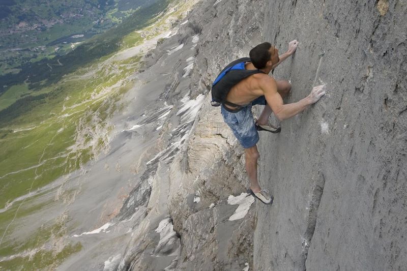 Dean Potter free soloing the Eiger