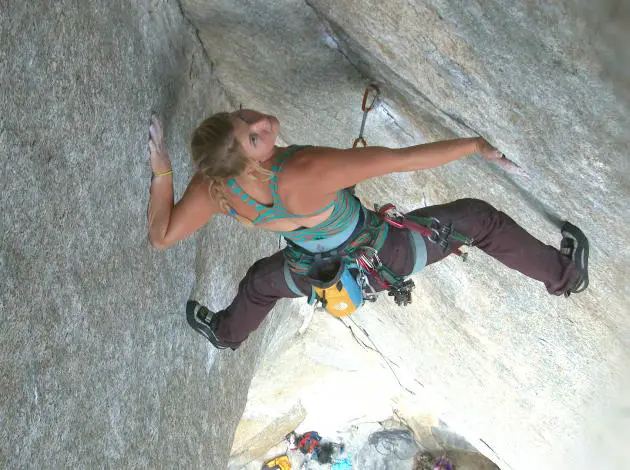 Hazel Findley climber stemming a dihedral