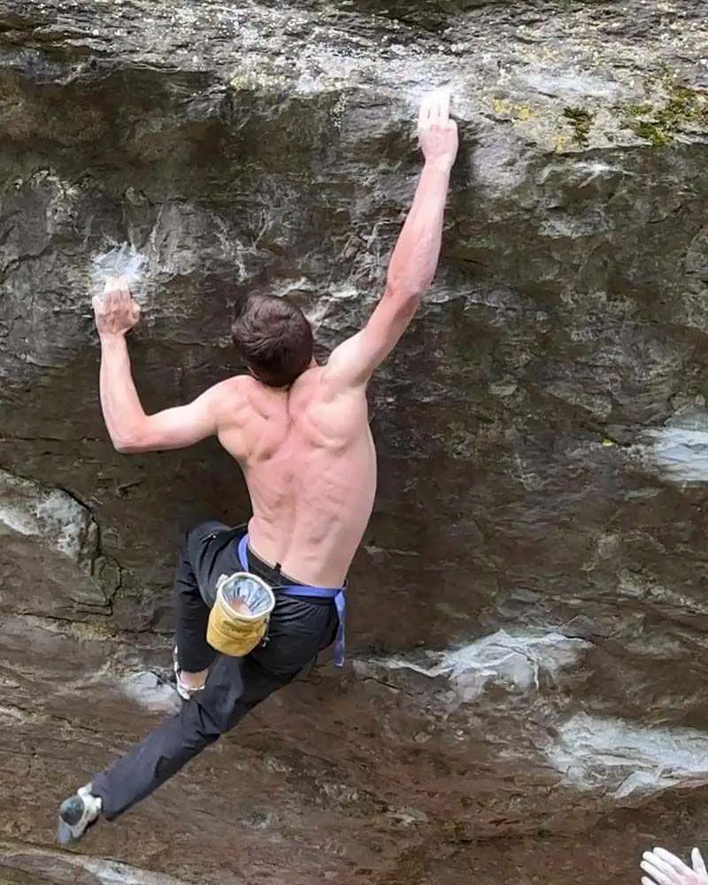 Climber Will Bosi on Terranova boulder