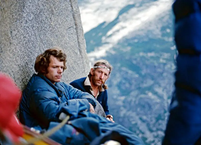 John Long and Jim Bridwell in bivvy up Yosemite valley