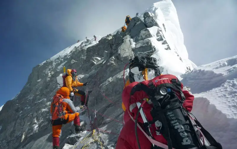 climbers on Everest