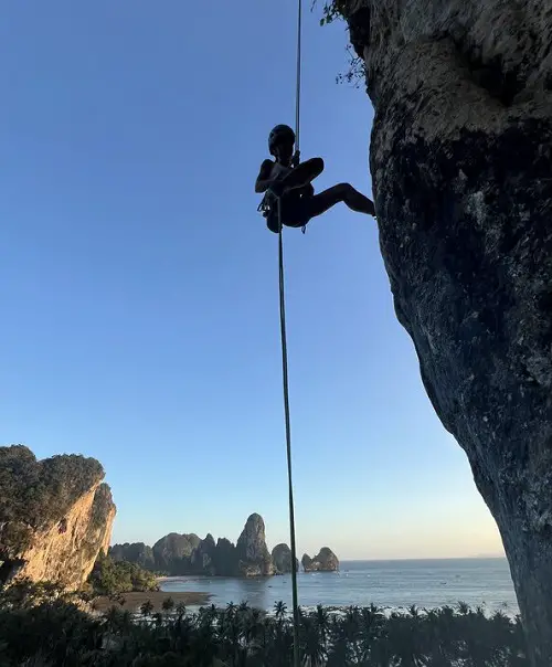 Climber Abseiling in Tonsai, Thailand
